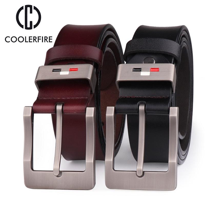 Vintage Style Pin Buckle Cow Genuine Leather Belts for Men 130cm High Quality Mens Belt