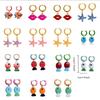 Lip Enamel Fish Earrings Starfish Hoop Earrings Personality Charms Ear Buckle  Party