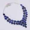 Excellent Top Grade Qualite 100% Natural Lapis Lazuli Oval Shape Ethnic Handmade Jewelry 925 Steling Silver Necklace 18" WSJ-4769