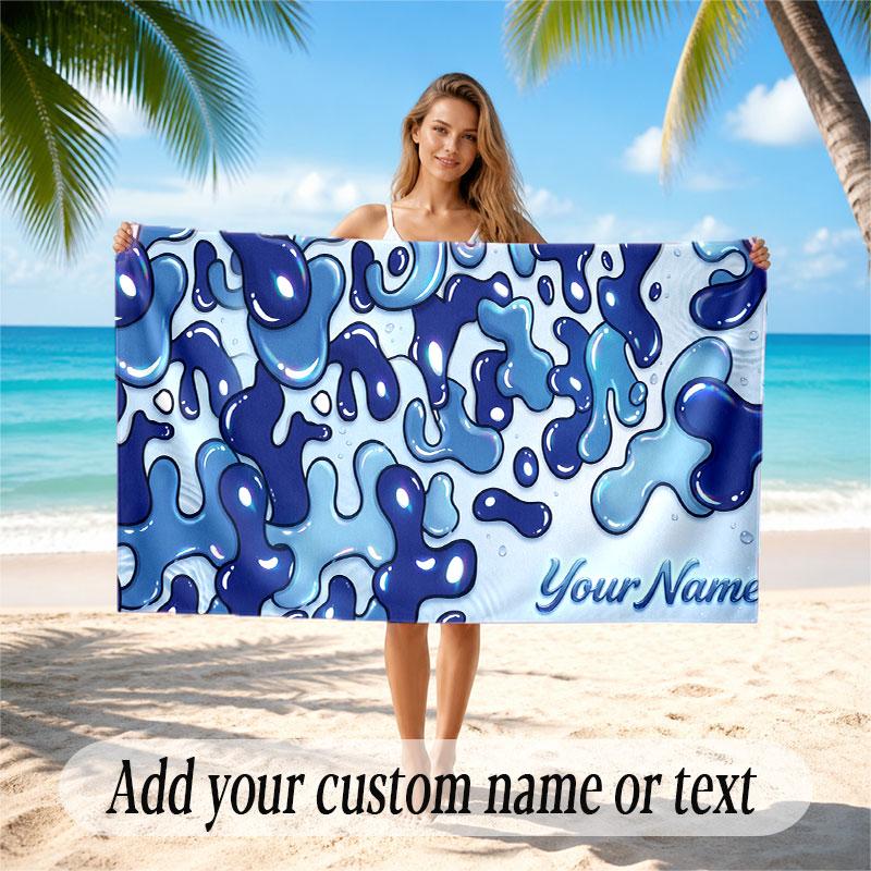 Neon Colorful Theme Soft Beach Towel Personalized Custom Name Text Towel Portable for Beach Pool Travel