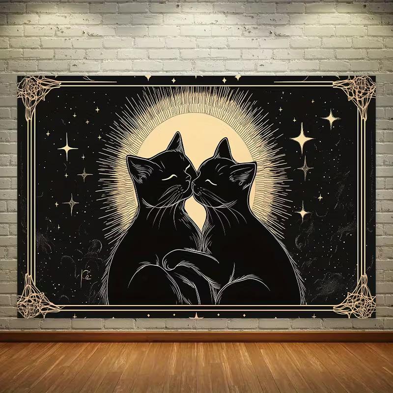 2D Witchy Celestial Kitten Love Gothic Home Decor Bridal Shower Photography Backdrop