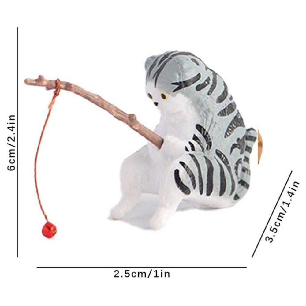 Cute Cat Fishing Fish Tank Ornaments Creative Mini Kitten Fishing Ornament Aquarium Tanks Miniature Figurines Decoration