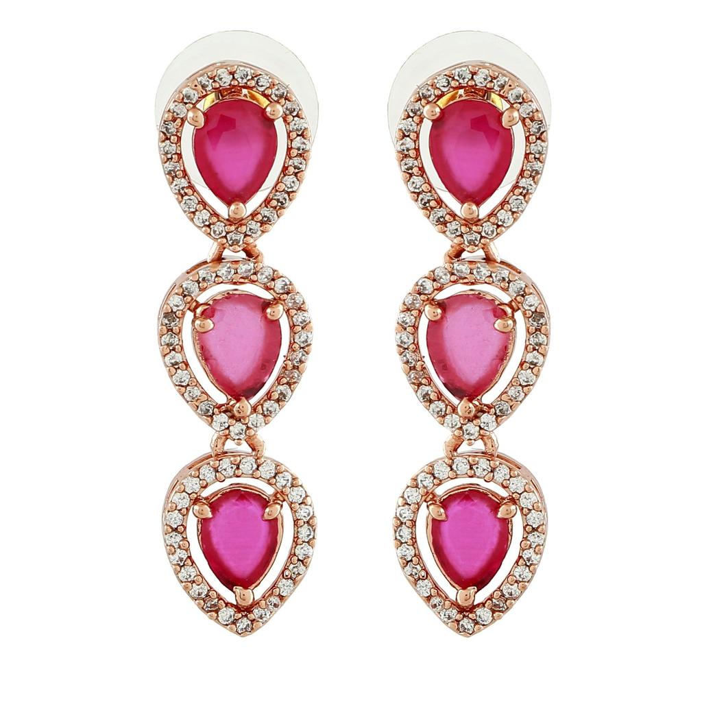 Женские серьги Estele с драгоценными грушами и покрытием из розового золота с CZ