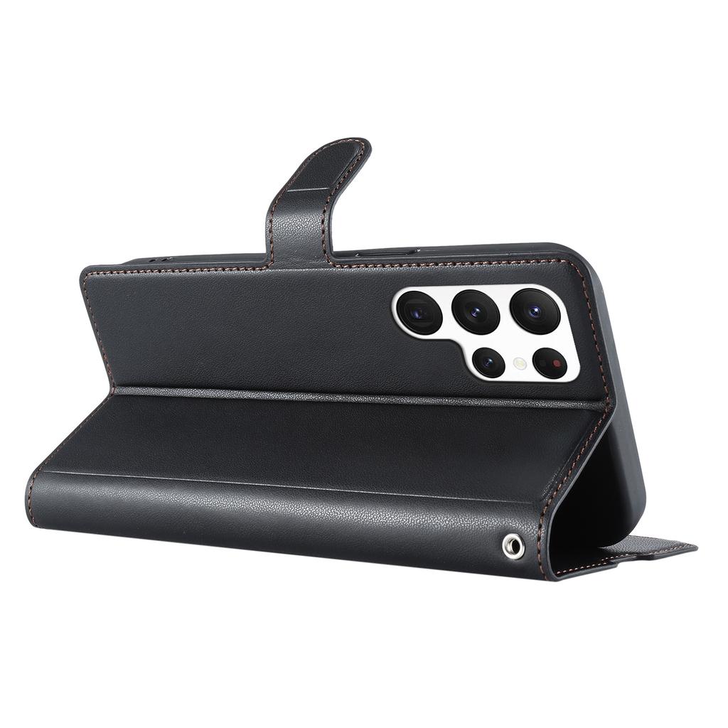 For Samsung Galaxy S24 Ultra Case Dots Imprinted PU Leather Flip Phone Cover with Card Slot,Strap