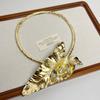 Light Luxury Banana Leaf Necklace Exaggerated Leaf Choker Unique Collarbone Chain  Girl