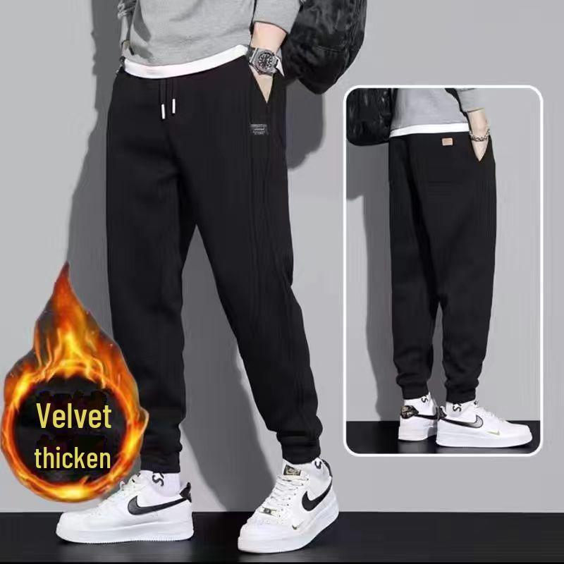 Мужские спортивные брюки с бархатной подкладкой — плотные, модные, универсальные спортивные брюки для весны и осени