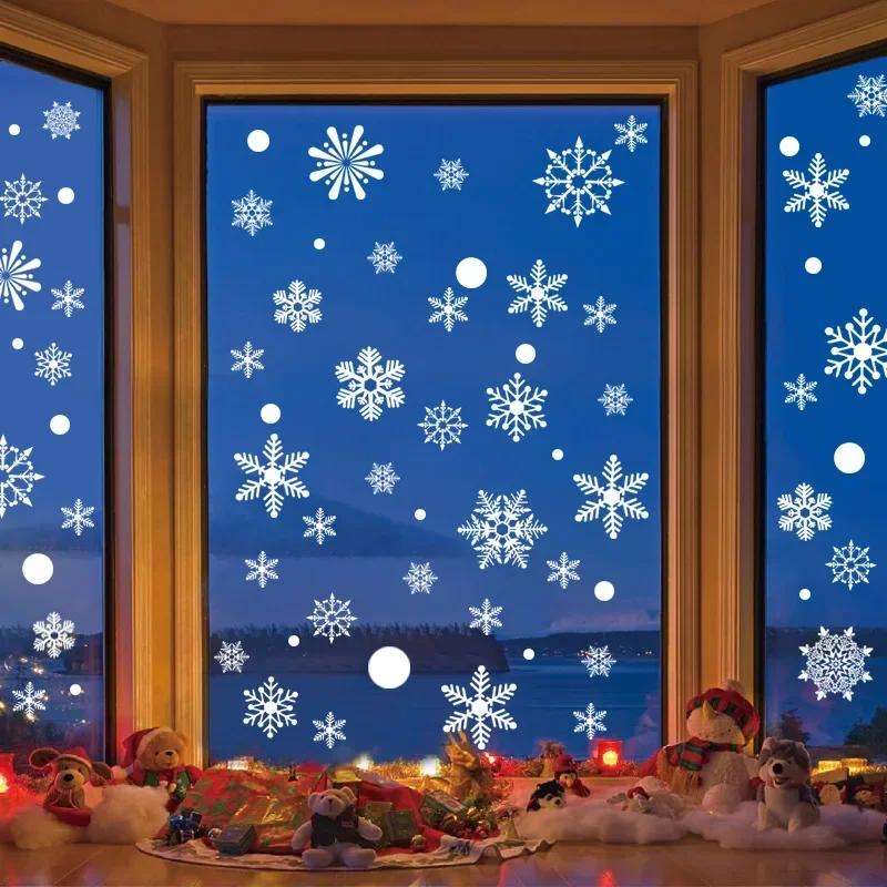 1 Sheet Snowflake Static Cling Glass Stickers Merry Christmas Decoration Home Decor Snowflake Window Stickers New Year Wallpape