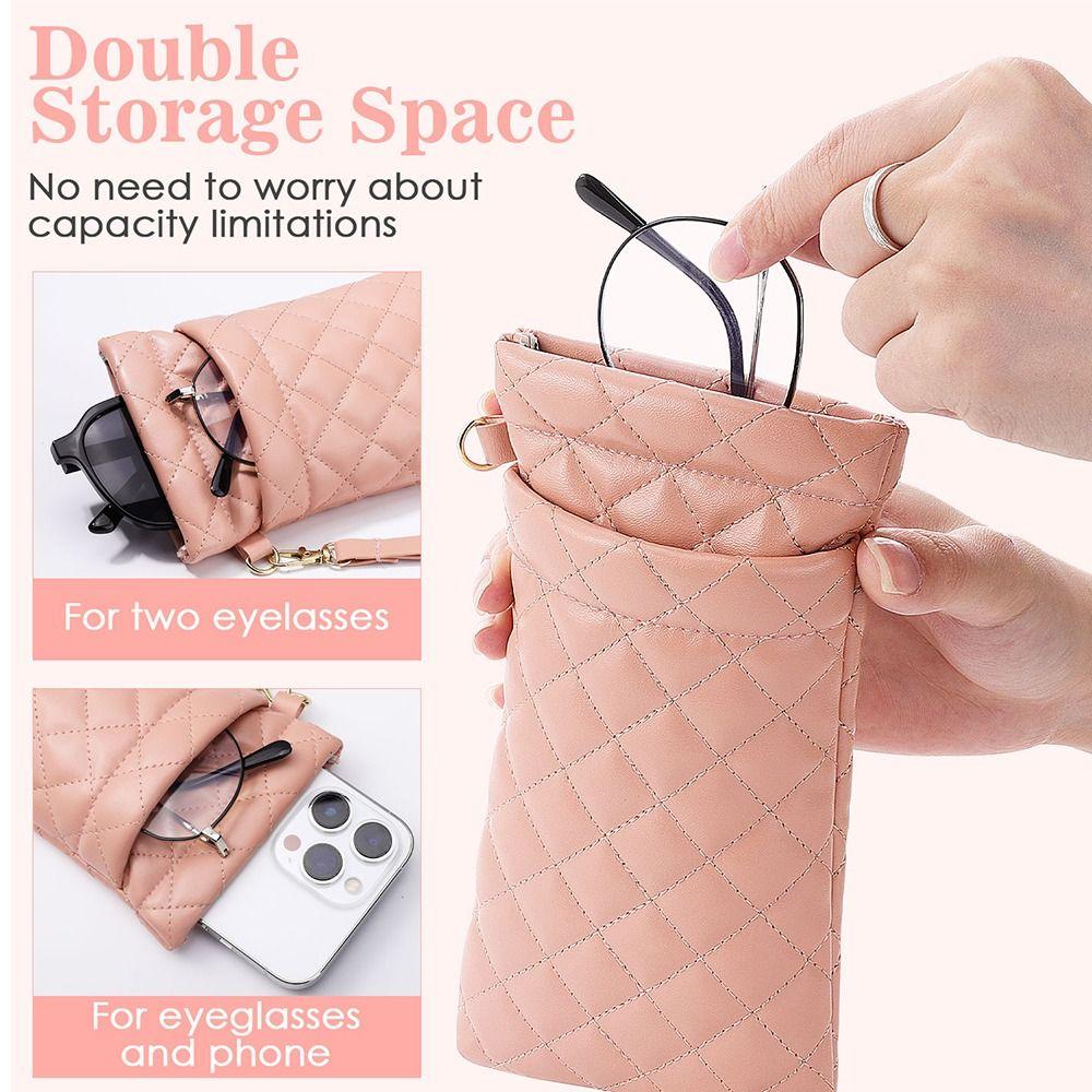 PU Leather Sunglasses Bag Waterproof Sunglasses Protective Cover Double-layer Eyeglasses Pouch