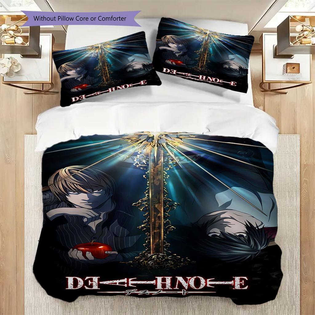 Shadows Justice Death Note Three-piece set (1 * duvet cover + 2 * pillowcase, without core) 2D Flat Duvet cover and pillowcase Soft and comfortable