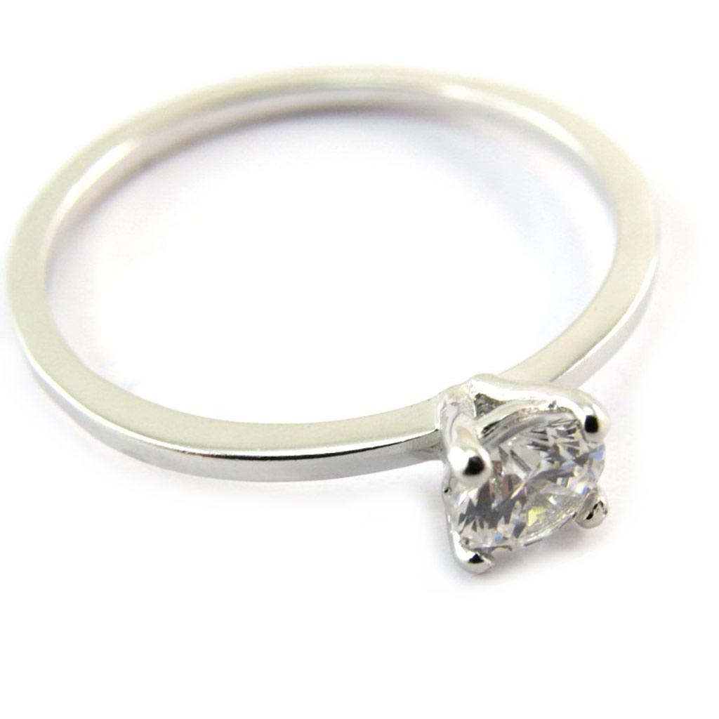 Solitaire Silver 'Unique' White Ø 5 Mm (rhodium)