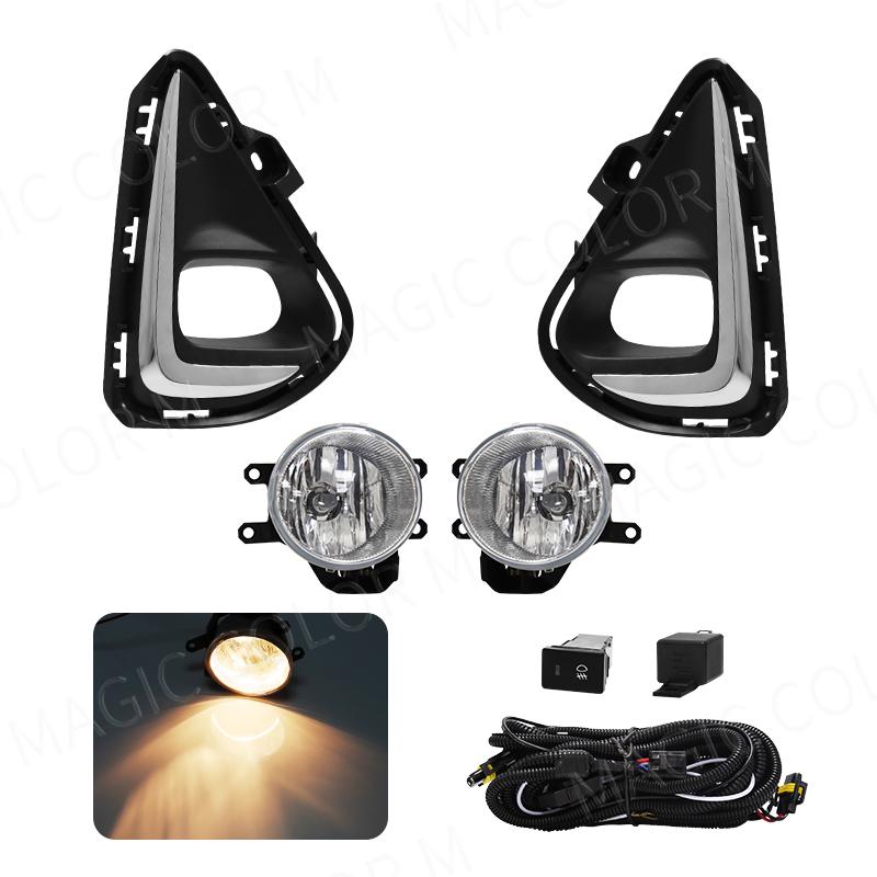 Светодиодные противотуманные фары для Toyota Corolla Axio 2018 2019 2020 2025 Противотуманные фары в сборе Решетка фар Провода Кнопка Рамка Хромированные крышки