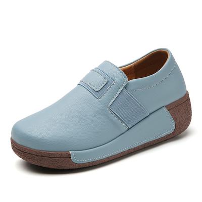 Женские туфли на платформе из мягкой кожи, модные туфли на танкетке, эластичные лоферы, элегантные туфли для мамы, повседневная обувь для ходьбы