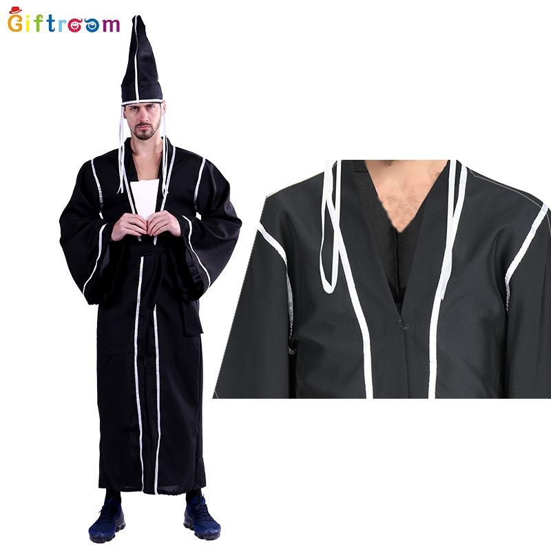Halloween Costume Adult Men Black Impermanence Clothes Robe Wizard Playing Costume Demon Death Comes Party Costume