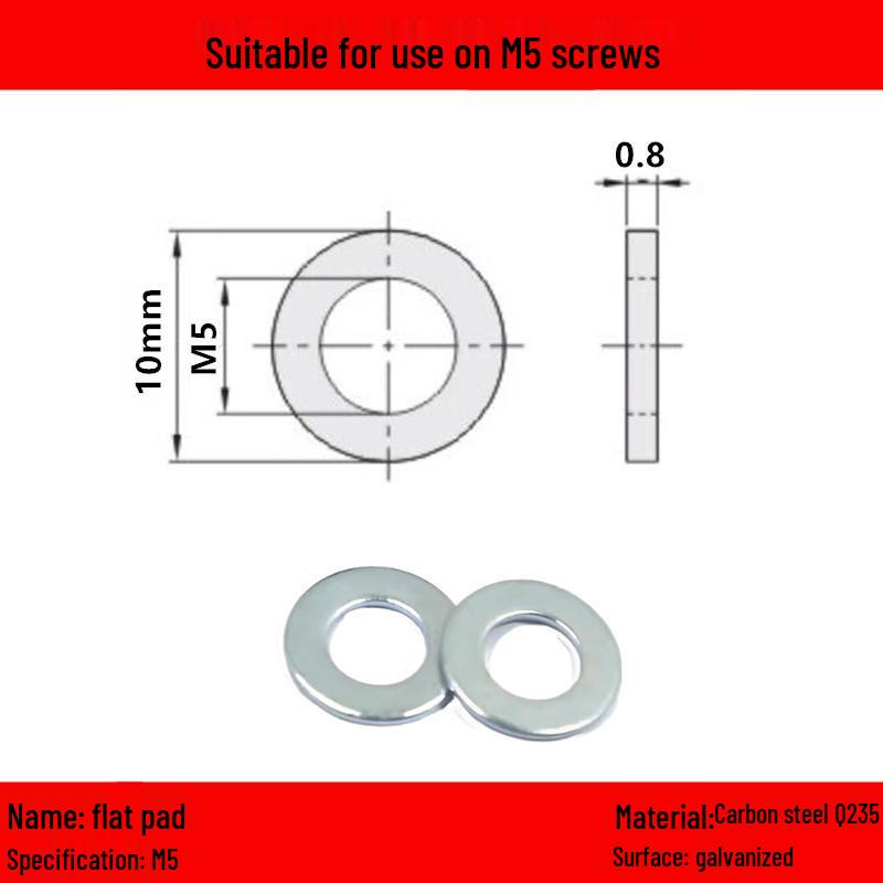 Galvanized/Stainless Steel Flat Washer Spacer - Sizes: M3, M4, M5, M6, M8, M10, M12