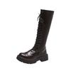 2024 Autumn New Chelsea Long Boots Black Thick Bottom Plush Slimming Boots Long Barrel Knight Boots Women's