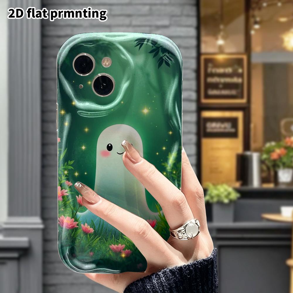 Phone Case: 2D flat, suitable for iPhone 18 17 16 15 14 13 12 Pro protective case, phone decoration, soft glow little ghost, Halloween and Christmas g