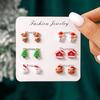 Hot Christmas New Products Santa Claus Snowman Elk Creative Cute Cartoon Stud Earrings Combination Resin
