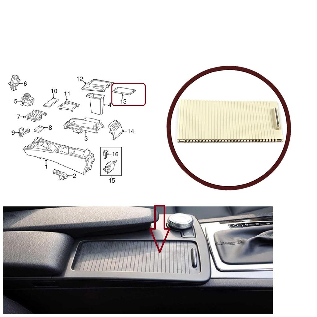 BDP1173 Console Slide Roller Blind Stowage Cover Beige 20468047089051 for Mercedes W204 E W207 W212