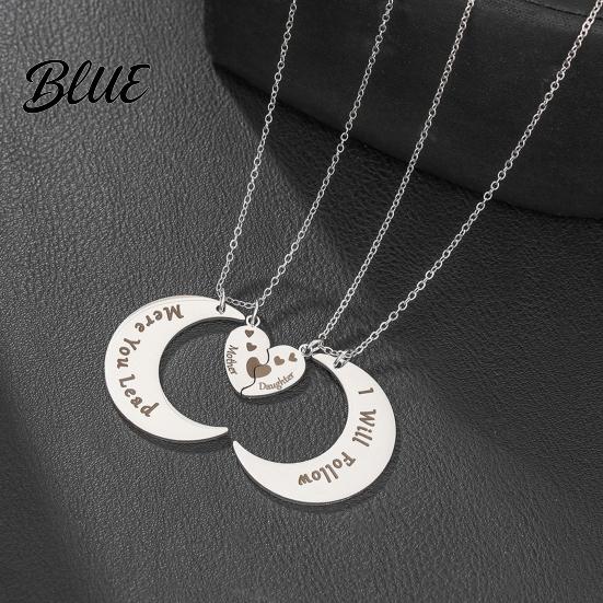 Family Love Necklace 1 Pair Bonds Moon Heart-Shaped Pendant Versatile