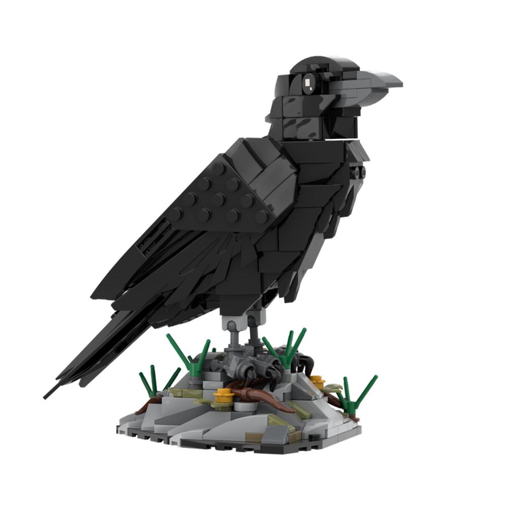 MOC Smart Crow Building Block Model Intelligent Bird DIY Assembly Set Building Block Rock Base Children's Toy Collection Gift