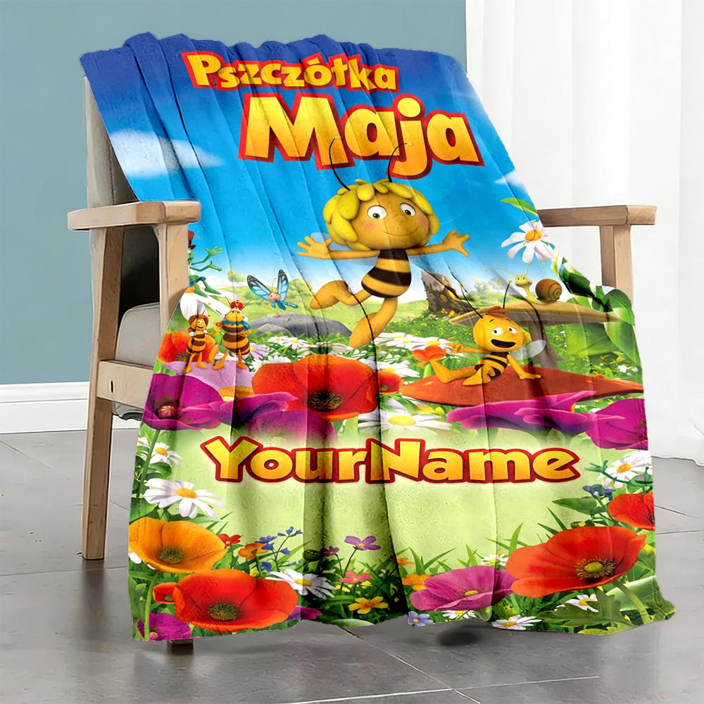 Biene Maja Customize Your Name Blanket Lightweight Personalized Blanket Ultra-Soft Suitable for Living Room Bedding Home Decor Bed