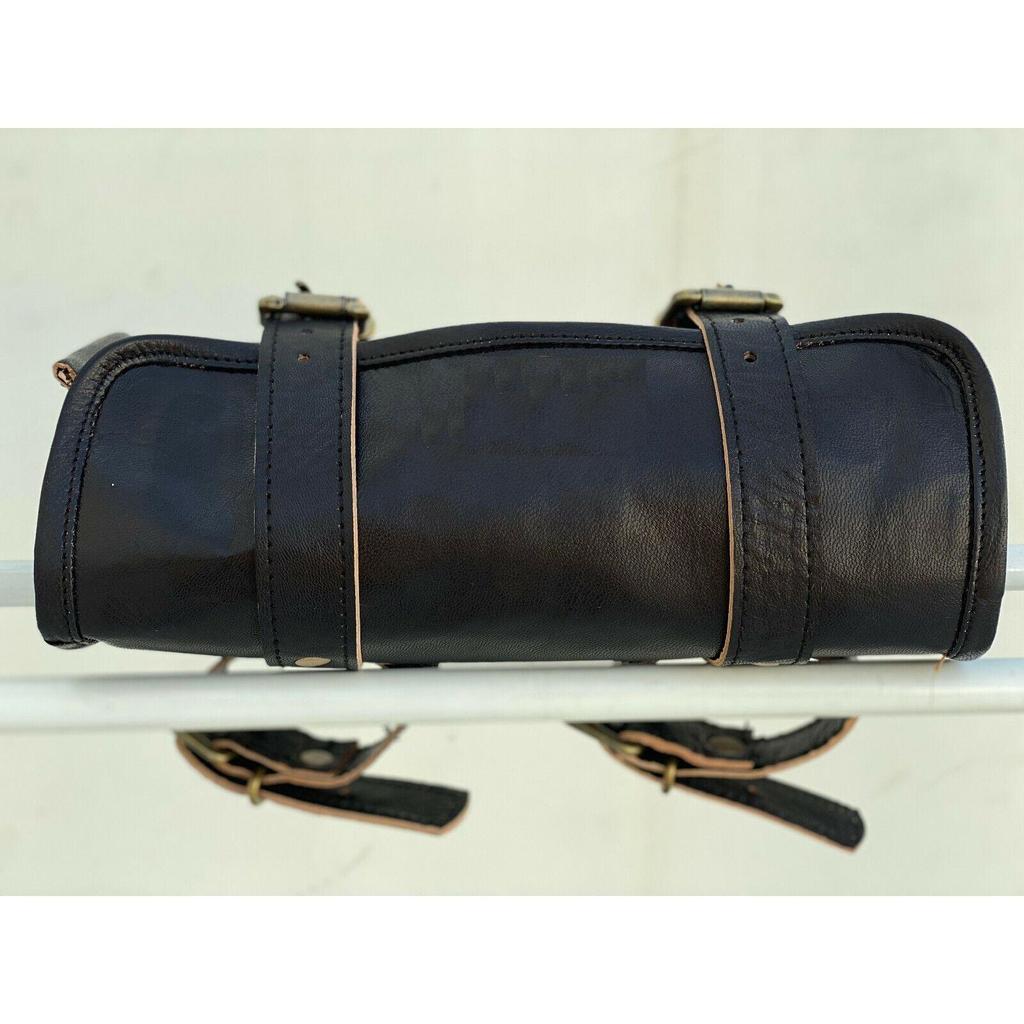 Motorcycle Front Back Fork Tool Bag SaddleBag Pouch Luggage Handlebar Leather