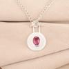 Pink Tourmaline Gemstone 925 Stamped Silver Jewelry Handmade Round Pendant 1.4" PP-57-11