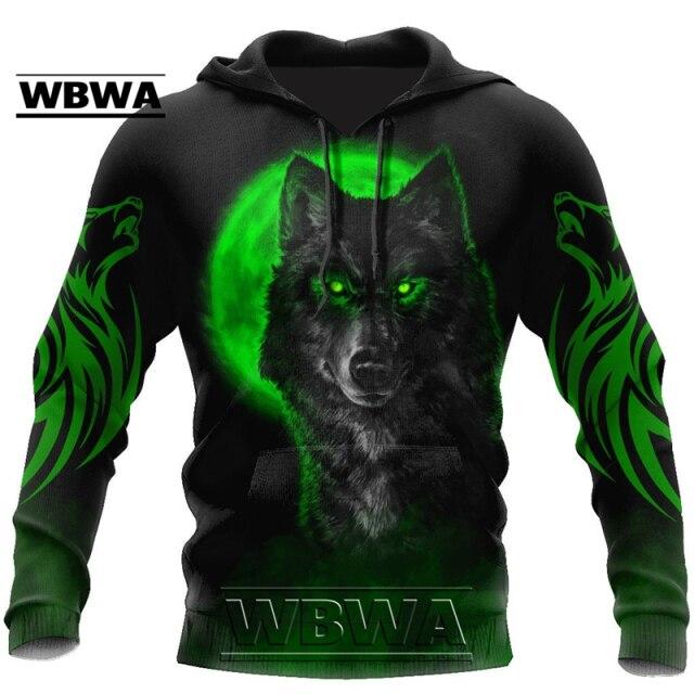 Красивая мужская толстовка с 3d принтом «Красная луна и волк», осенняя толстовка унисекс, пуловер, повседневная уличная одежда Yk208