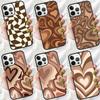 Эстетичный чехол для телефона 'Latte Love Brown Heart' для iPhone 17 Air 16 15 14 plus 12 13 Pro max Защитная крышка coque