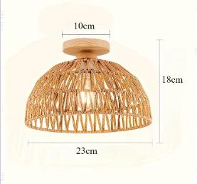 Japanese-style Hemp Rope Ceiling Chandelier E27 Hand-woven Rattan Ceiling Lamp Living Room Bedroom Home Decor Pendant Light