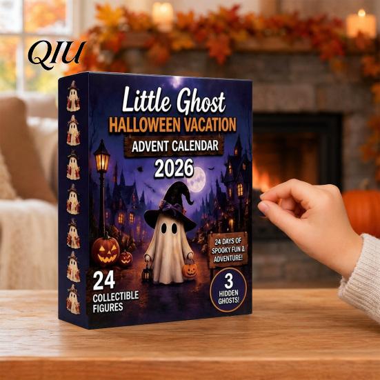 Reusable Halloween Decoration Advent Calendar, 24 Days Ghost Countdown Calendar with Gift Collectible Figures, Holiday Gifts for Kids Boys Girls