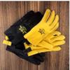 Unisex Motorcycle Rider Cowhide Gloves Classic Black & Yellow Vintage Leather Cycling & Outdoor Riding heavy Duty Work Luvas
