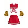 Cheerleading Uniform Set Red White Contrast School Stage Performance Women 18-24 Years