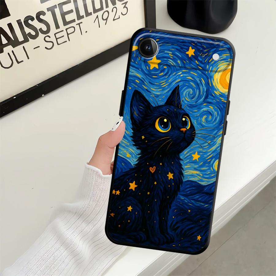 Чехол для Apple iPhone 17 Pro Max Air 11 15 Pro 7 8 16 12 XR XS MAX 13 14 Funda Чехол для телефона Вращающийся Звездное небо Кошка