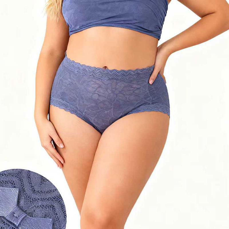 Big Size Ladies Summer New Sexy Lace Breathable No Mark High Waist Belly Triangle Briefs