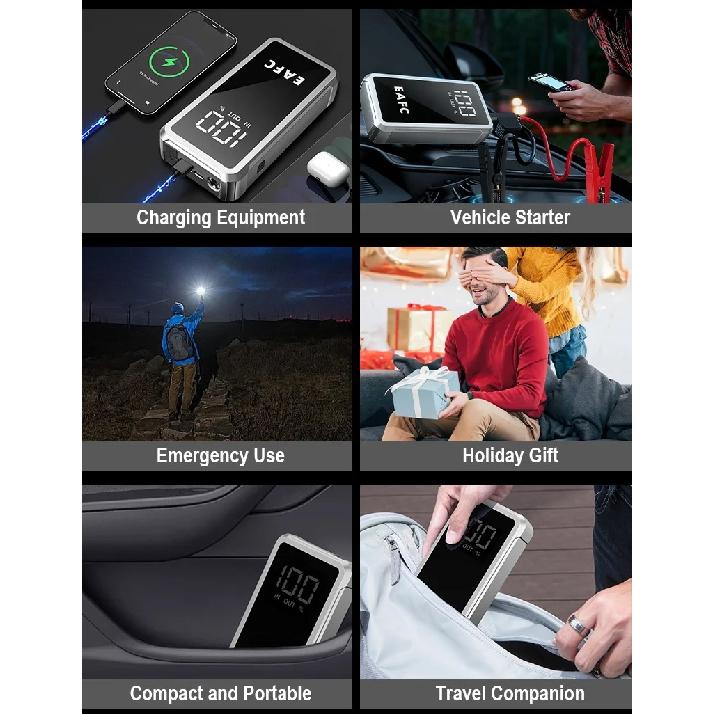 EAFC 12V Автомобильный пусковой аккумулятор Power Bank Портативный 4000A Усилитель аккумулятора Аварийный стартер Быстрый старт QC3.0 для автомобилей