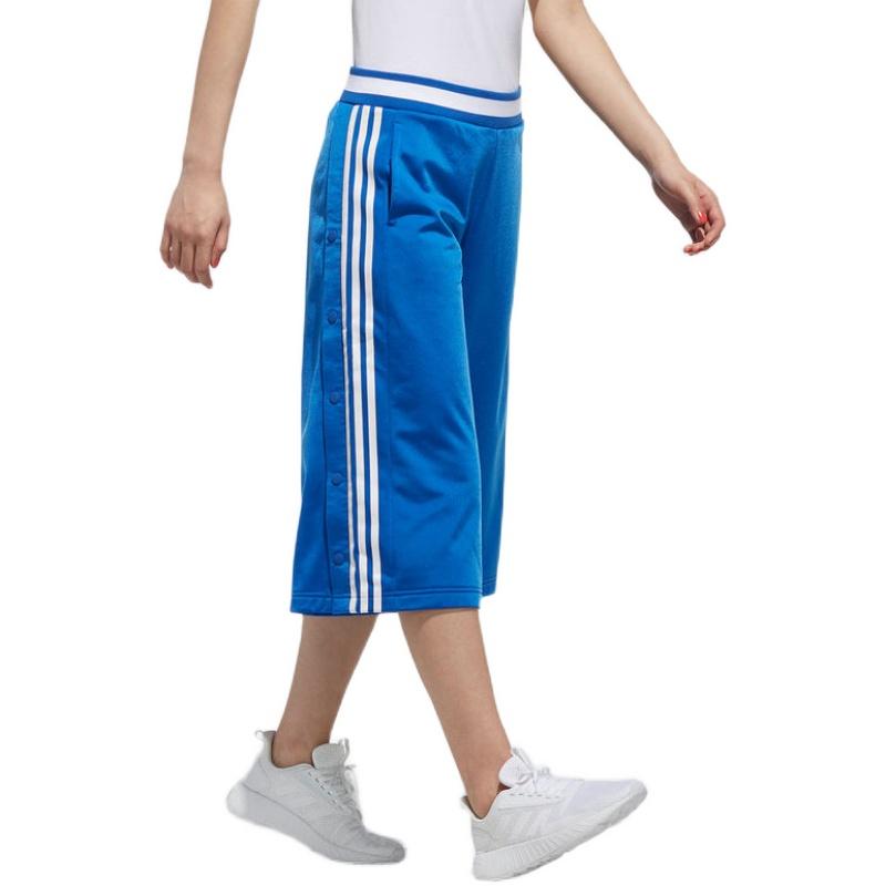adidas Дышащие свободные простые повседневные укороченные брюки женские низ синего цвета CV9598