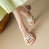 Fashion 2024 Summer Woman Sandals Genuine Leather Shoes for Women Chunky Heel Open Toe High Heel Shoes Sandals