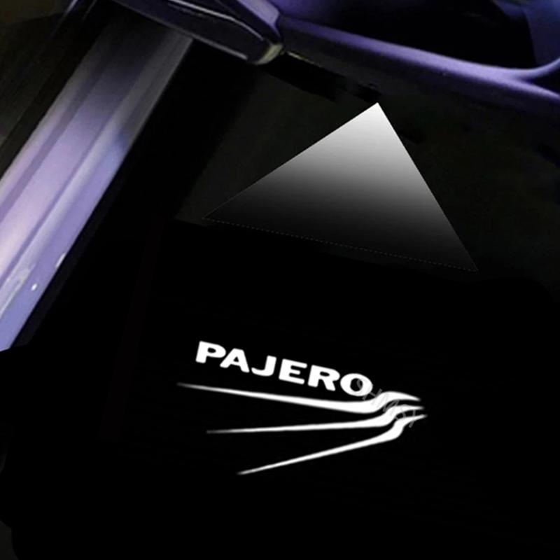 2Pcs LED Car Door Logo Projector Ghost Shadow Light For Mitsubishi Pajero V87 V93 V97 V80 2007 - 2015 2016 2017 2018 Accessories