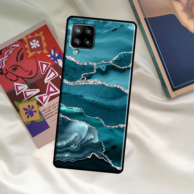 Teal Blue Gold Agate Marble Case For Samsung Galaxy A33 A13 A36 A56 A23 A52 A32 A12 A54 A34 A14 A16 A26 A53 A15 A35 A55