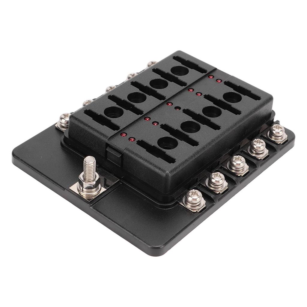 Fuse Box, 10 Way Fuse Block Holder Output 12-16AWG Splashproof Input 4-6AWG For Yacht Boats