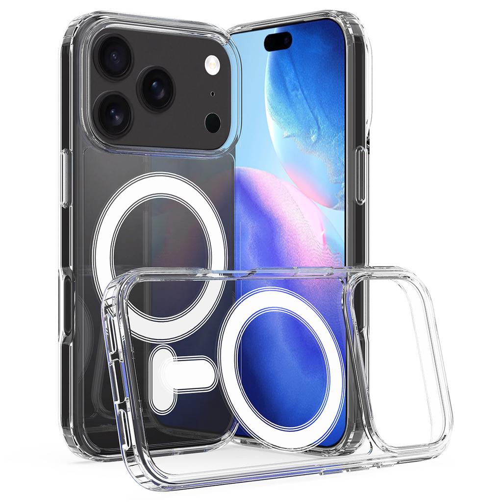 Прозрачный чехол для iPhone 17 Pro, совместимый с MagSafe, задняя крышка из ТПУ+Акрила