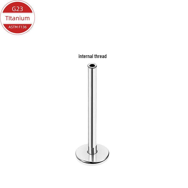 Серьга-гвоздик из титанового сплава F136 с зеркальной полировкой, внутренней резьбой, защелкой и плоской застежкой, для хряща уха или губы.