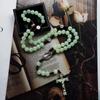 10mm Rosary Beads Luminous Necklace Jesus Crucifix for Cross Pendant Necklaces Glow In Dark Religious Jewelry for Men Wo