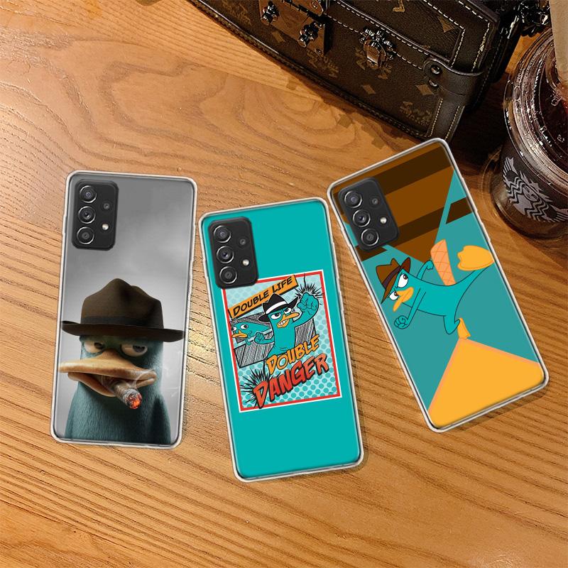 Мультяшный утконос Перри Чехол для телефона Samsung A54 A57 A37 A17 A14 A15 A12 A24 A34 A55 A35 A25 A52S A07 A05S A04S A22 A32 A72