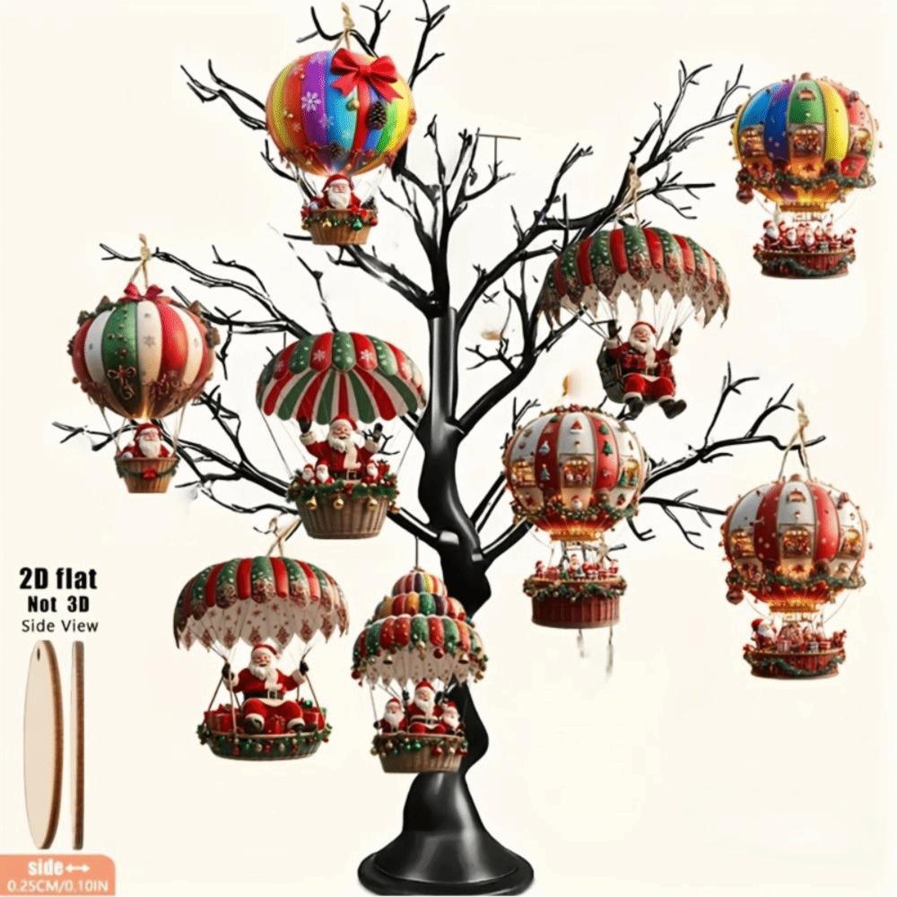 10Pcs Santa Claus Christmas Tree Hanging Portable Handmade Wooden Christmas Pendant Christmas Tree Decor Props