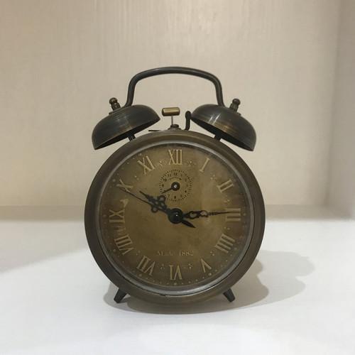 Pure Copper Table Alarm Clock Manual Mechanical Desktop Unique Desk Clock Vintage Brass Old Antique Bedroom Minimalist Desk Decoration Gift Ideas