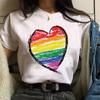 Women Casual T-Shirt Fashion Lady 90S Cartoon Love Printing Simple White Tops Cartoon T Shirt Basic Summer Female Tshirt