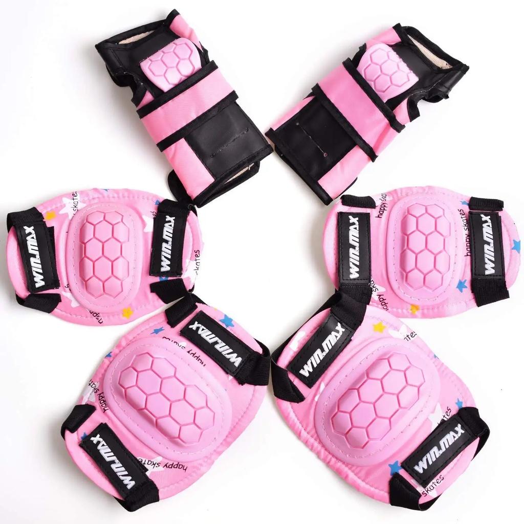 Win.max Knee Pads for Kids Knee Elbow Pads Wrist Guards with Mesh Bag Adjustable Protective Gear Set