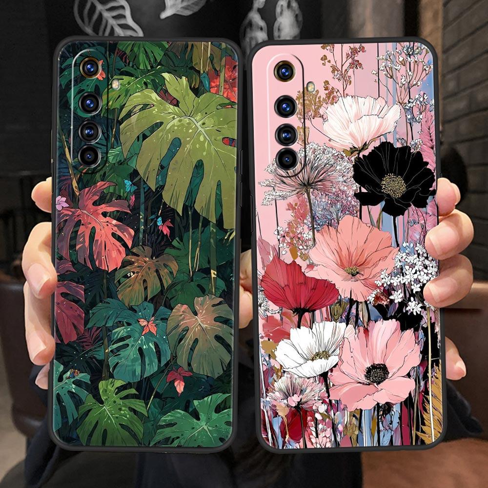 Abstract Plants Flower Soft TPU For Realme 13 12 11 10 9 Pro Plus GT3 GT2 C21 C25 C35 C53 C55 C67 Pro 5G Phone Case Cover Fundas